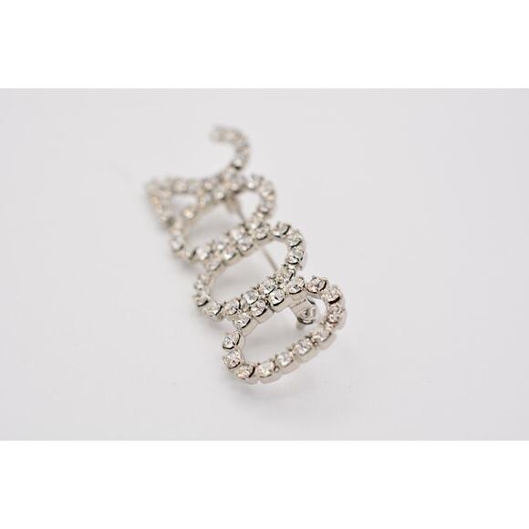 Vintage 2000 Pin Brooch Rhinestone Crystal Silver Tone Sparkling Y2K Bin1 - Picture 5 of 12